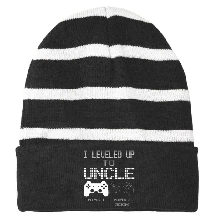 I Leveled Up To Uncle New Uncle Gaming Striped Beanie with Solid Band