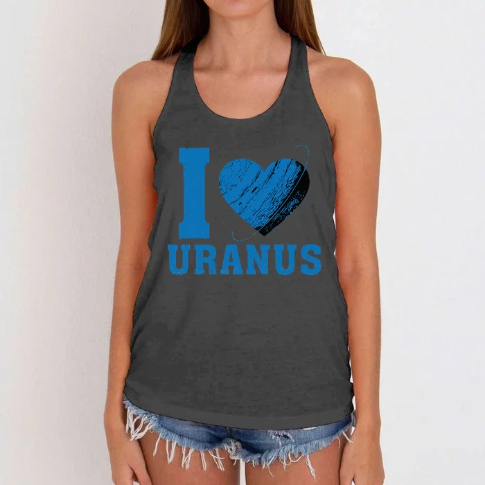 I Love Uranus Planet vintage Astronomy Universe Women's Knotted Racerback Tank