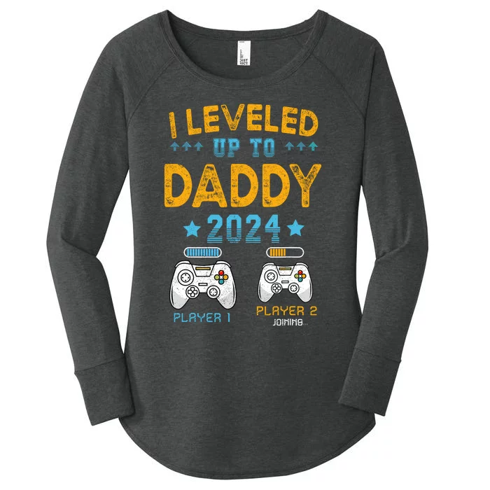 I Leveled Up To Daddy 2024 Funny Soon To Be Dad 2024 Women's Perfect Tri Tunic Long Sleeve Shirt