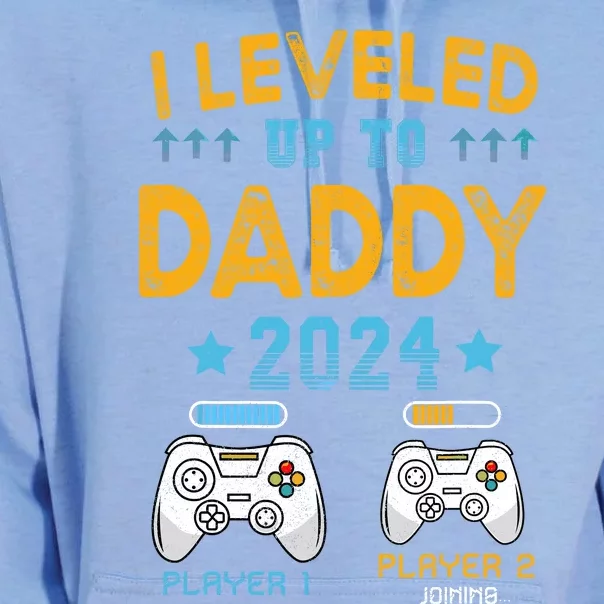 I Leveled Up To Daddy 2024 Funny Soon To Be Dad 2024 Unisex Surf Hoodie