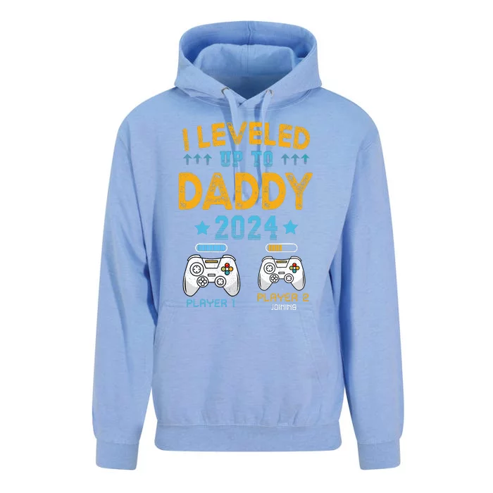 I Leveled Up To Daddy 2024 Funny Soon To Be Dad 2024 Unisex Surf Hoodie