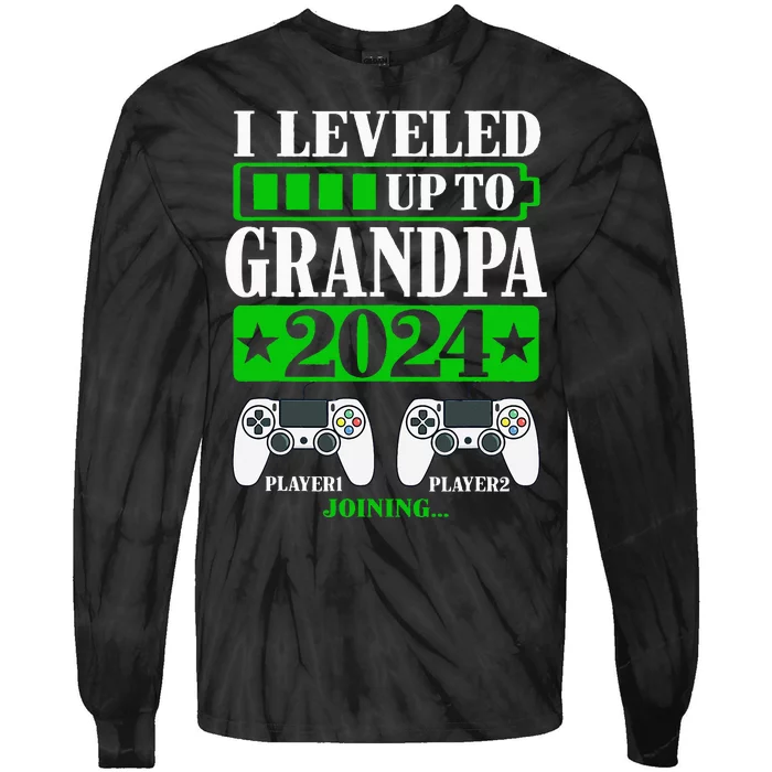 I Leveled Up To Grandpa 2024 Promoted To Level Unlocked Tie-Dye Long Sleeve Shirt