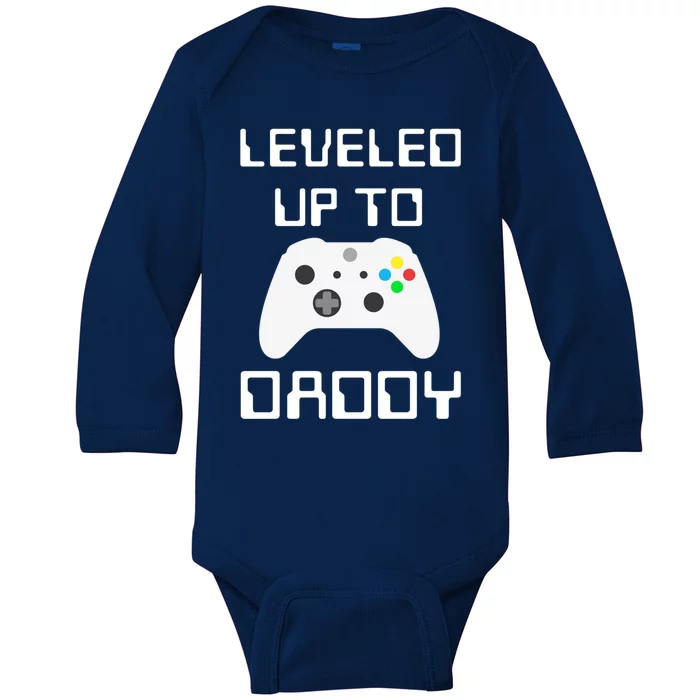 I Leveled Up To Daddy Soon To Be Daddy Dad Level Unlocked Gift Baby Long Sleeve Bodysuit