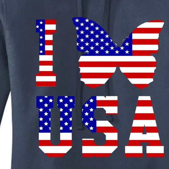 I Love Usa Butterfly Usa Flag Meaningful Gift Women's Pullover Hoodie