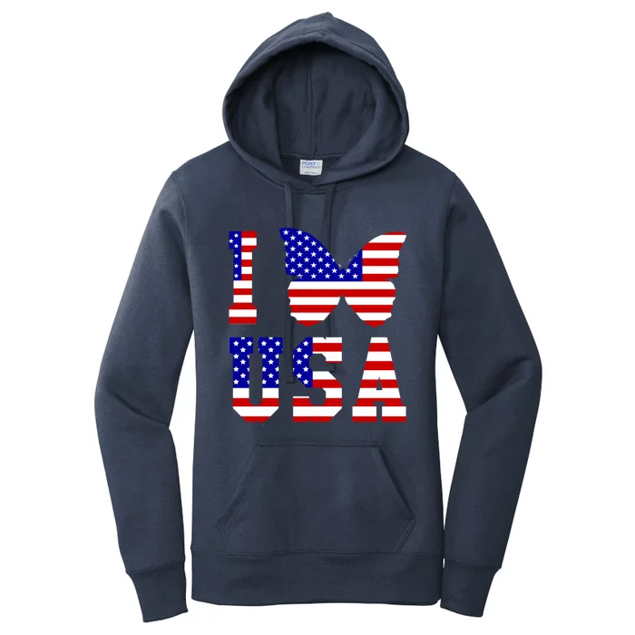 I Love Usa Butterfly Usa Flag Meaningful Gift Women's Pullover Hoodie