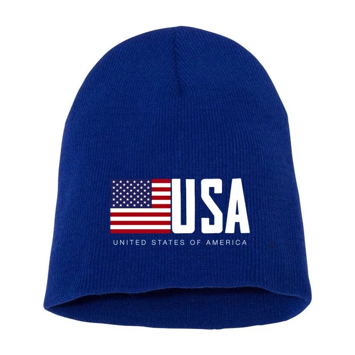 I Love Usa Enjoy Cool Usa United States Of America Flag Cute Gift Short Acrylic Beanie