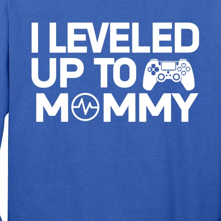 I Leveled Up To Mommy Gamer Heartbeat Soon To Be Mom Gift Tall Long Sleeve T-Shirt