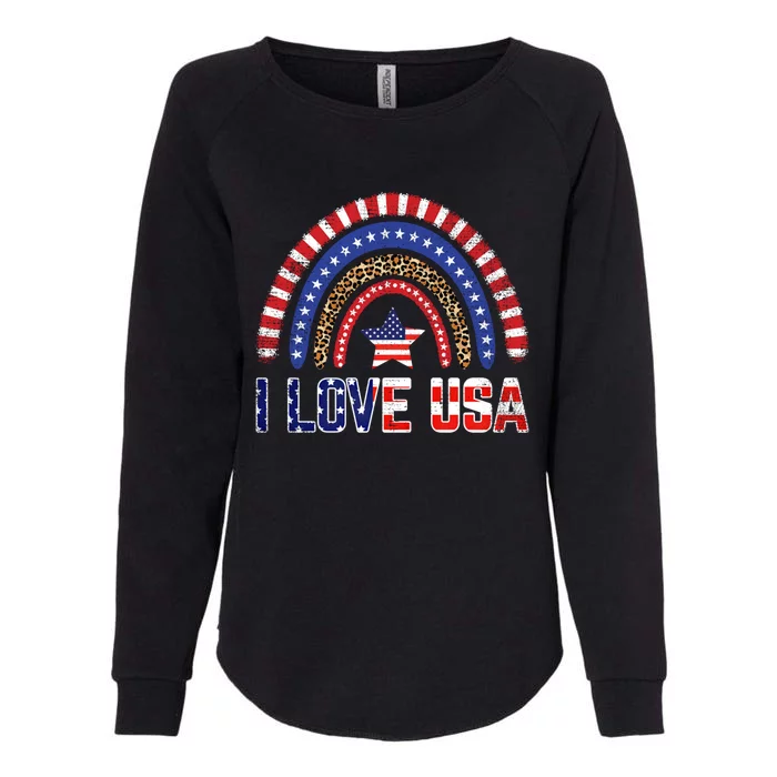 I Love Usa American Flag Rainbow Gift Womens California Wash Sweatshirt