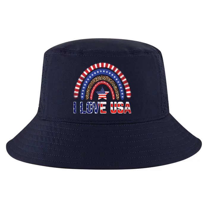 I Love Usa American Flag Rainbow Gift Cool Comfort Performance Bucket Hat