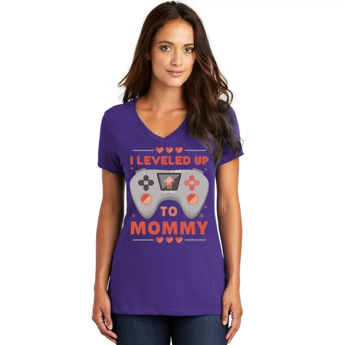 I Leveled Up To Mommy Gamer Women's V-Neck T-Shirt