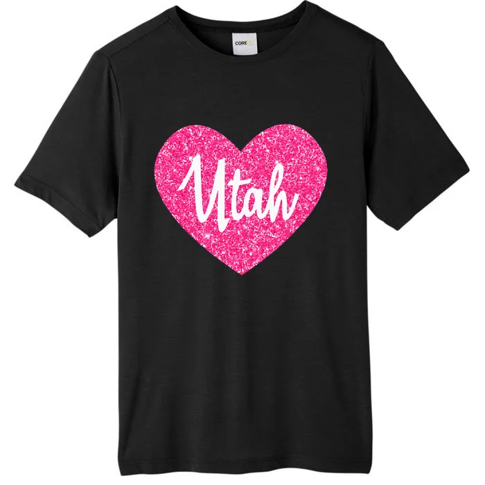 I Love Utah USA State Pink Heart Gift For Women ChromaSoft Performance T-Shirt