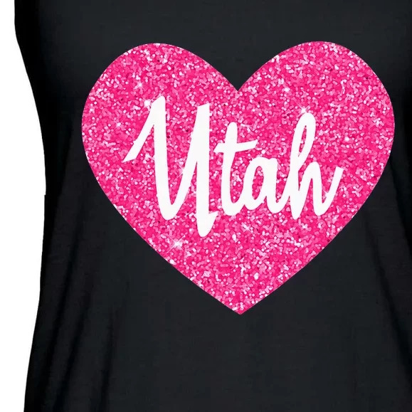 I Love Utah USA State Pink Heart Gift For Women Ladies Essential Flowy Tank