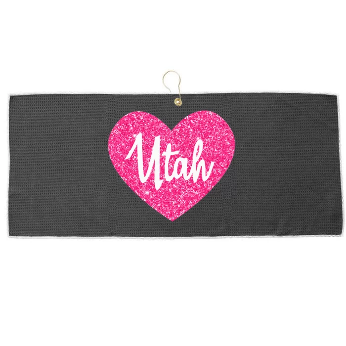 I Love Utah USA State Pink Heart Gift For Women Large Microfiber Waffle Golf Towel