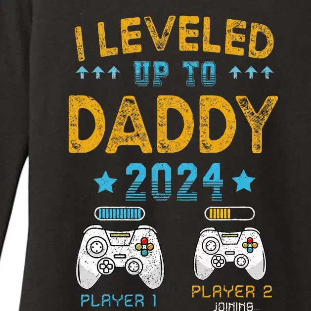 I Leveled Up To Daddy 2024 Funny Soon To Be Dad 2024 Womens CVC Long Sleeve Shirt