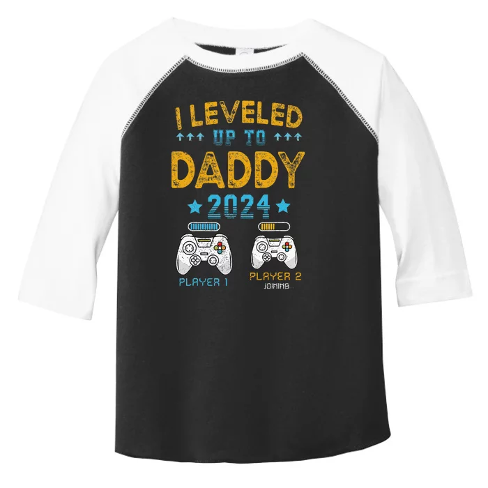 I Leveled Up To Daddy 2024 Funny Soon To Be Dad 2024 Toddler Fine Jersey T-Shirt