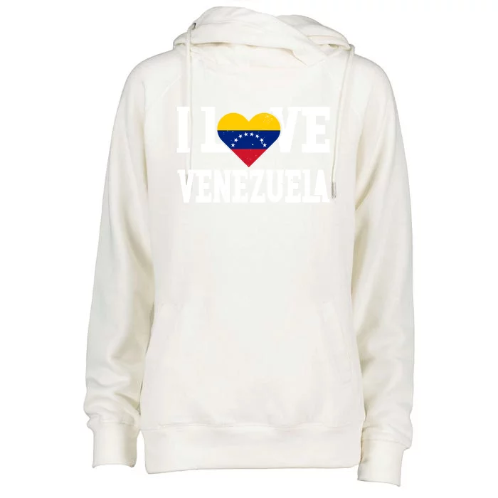 I Love Venezuela Flag Patriotic Throwback Souvenir Funny Gift Womens Funnel Neck Pullover Hood