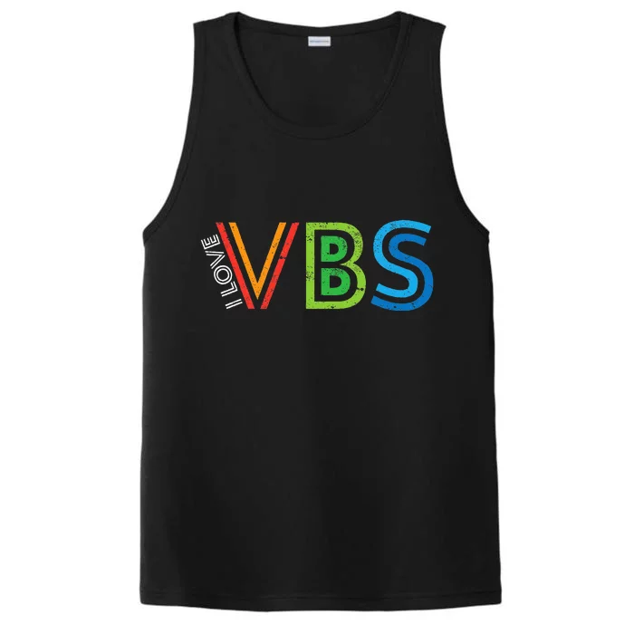 I Love Vbs Vacation Bible School Crew Church Summer Camp Performance Tank