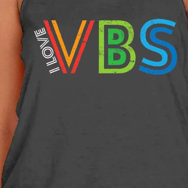 I Love Vbs Vacation Bible School Crew Church Summer Camp Women's Knotted Racerback Tank