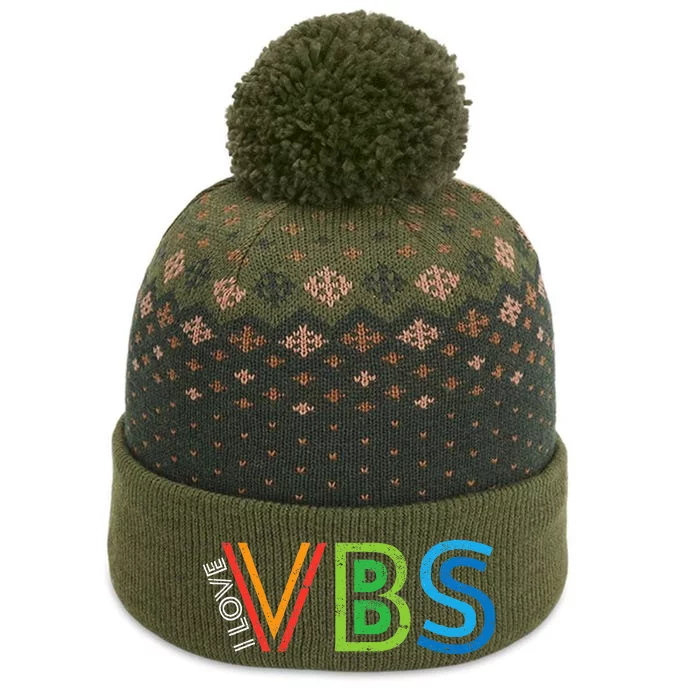 I Love Vbs Vacation Bible School Crew Church Summer Camp The Baniff Cuffed Pom Beanie