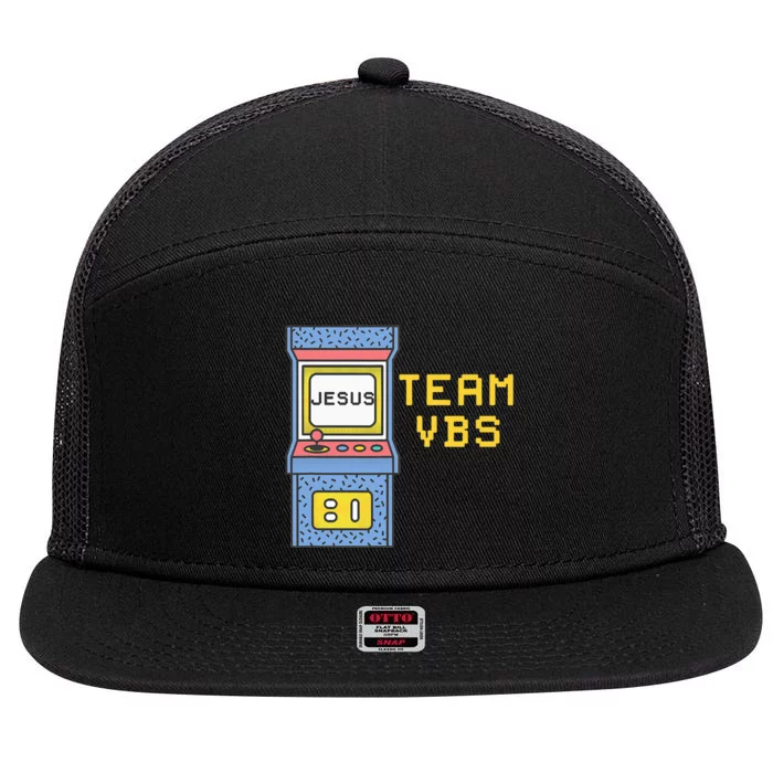 I Love Vbs 2024 Video Game Vacation Bible School 7 Panel Mesh Trucker Snapback Hat