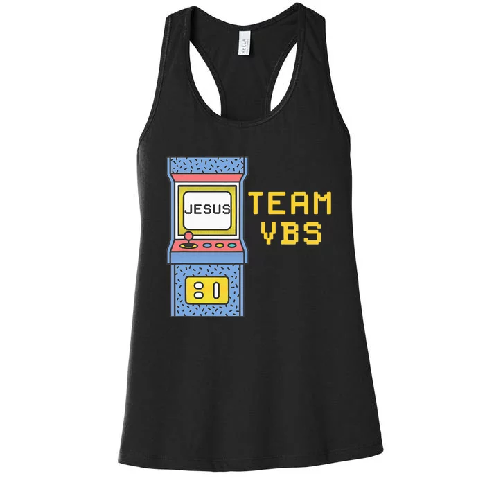 I Love Vbs 2024 Video Game Vacation Bible School Women's Racerback Tank