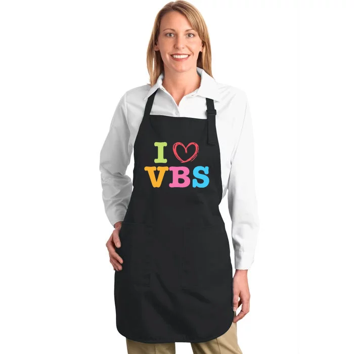 I Love Vbs I Heart Vacation Bible School Crew Bible Study Full-Length Apron With Pocket