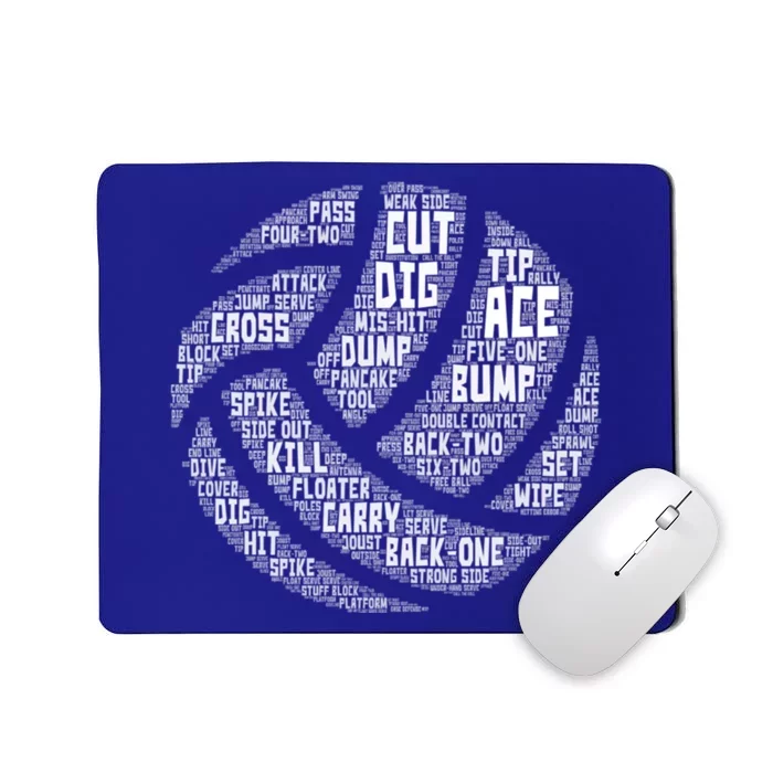 I Love Volleyball Beach Sports Players Word Art Design Funny Gift Mousepad