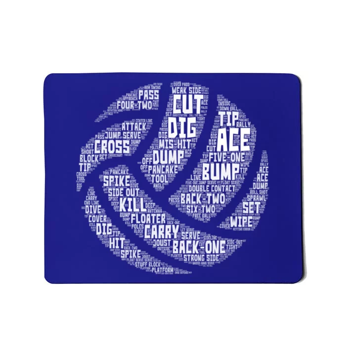 I Love Volleyball Beach Sports Players Word Art Design Funny Gift Mousepad