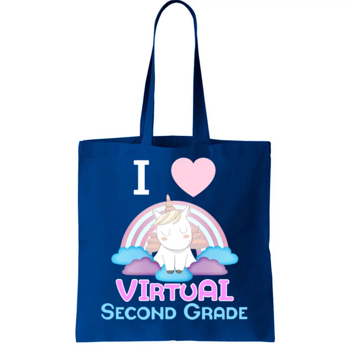 I Love Virtual Second Grade Cute Unicorn Home School Gift Tote Bag