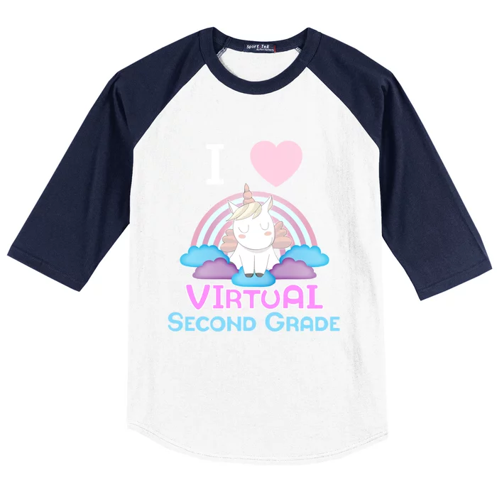 I Love Virtual Second Grade Cute Unicorn Home School Gift Baseball Sleeve Shirt