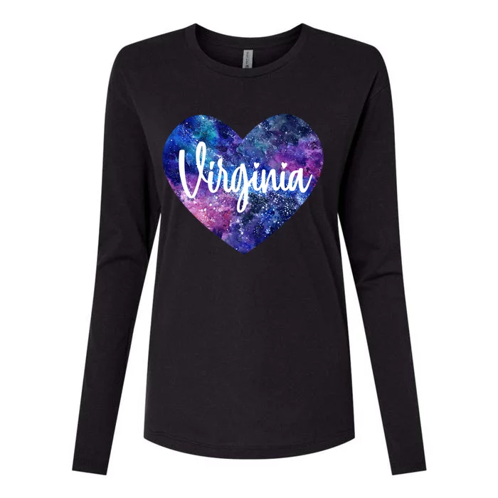 I Love Virginia Usa Funny Gift Womens Cotton Relaxed Long Sleeve T-Shirt