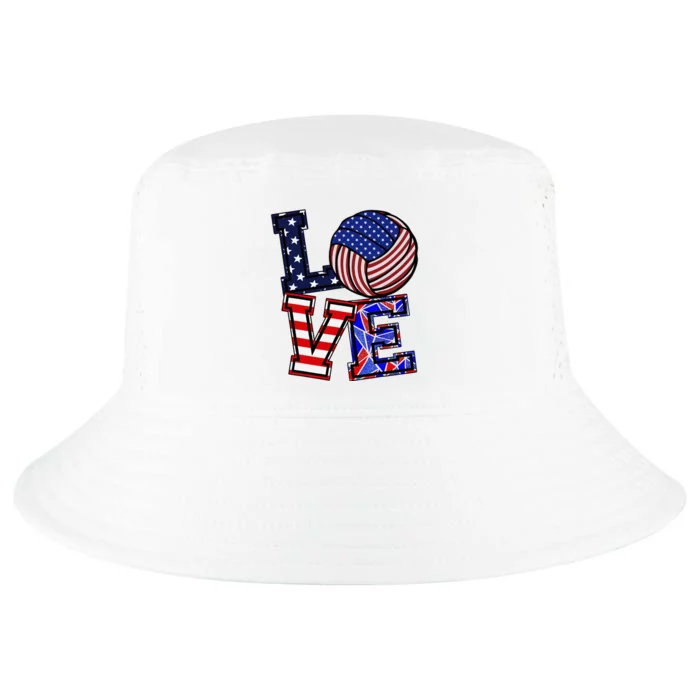 I Love Volleyball American Flag Teen Girl Cool Comfort Performance Bucket Hat