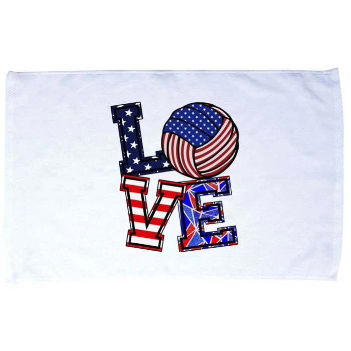 I Love Volleyball American Flag Teen Girl Microfiber Hand Towel