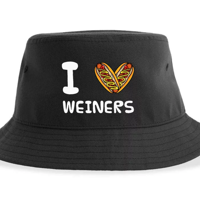 I Love Weiners Hotdogs Frankfurter Wiener Sustainable Bucket Hat