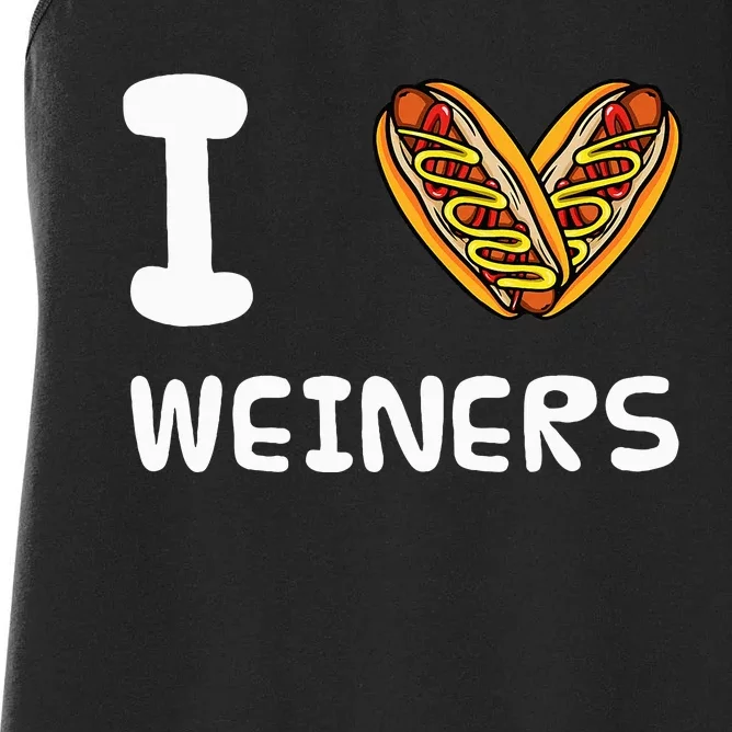 I Love Weiners Hotdogs Frankfurter Wiener Women's Racerback Tank