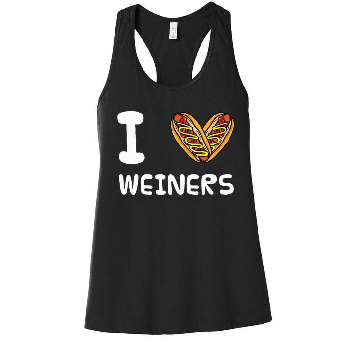 I Love Weiners Hotdogs Frankfurter Wiener Women's Racerback Tank