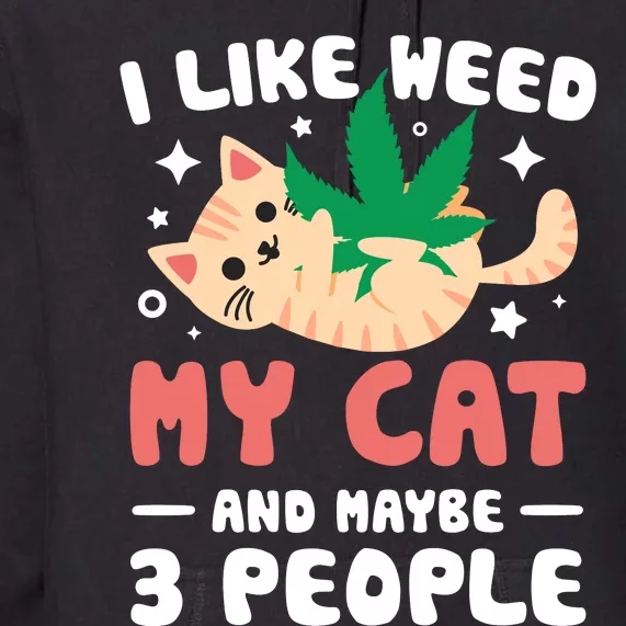 I Like Weed My Cat Maybe 3 People 420 Cannabis Stoner Gift Premium Hoodie