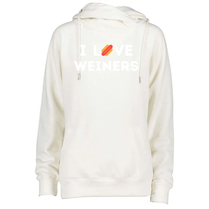 I Love Weiners Frank Sausage Bun Hotdogs Food Cute Gift Womens Funnel Neck Pullover Hood