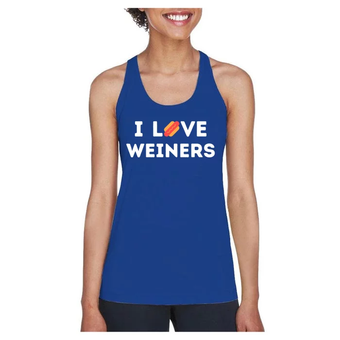 I Love Weiners Frank Sausage Bun Hotdogs Food Cute Gift Women's Racerback Tank