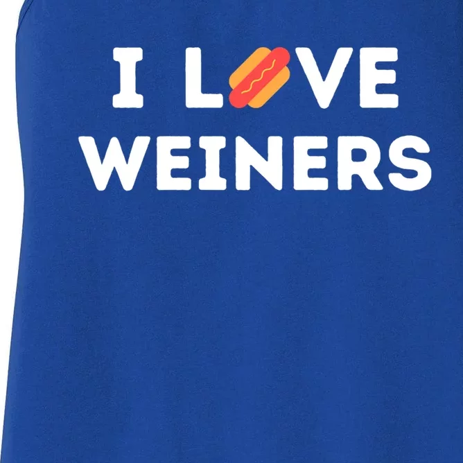 I Love Weiners Frank Sausage Bun Hotdogs Food Cute Gift Women's Racerback Tank