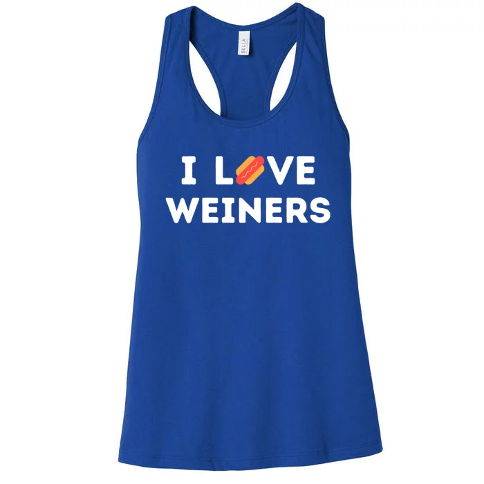 I Love Weiners Frank Sausage Bun Hotdogs Food Cute Gift Women's Racerback Tank