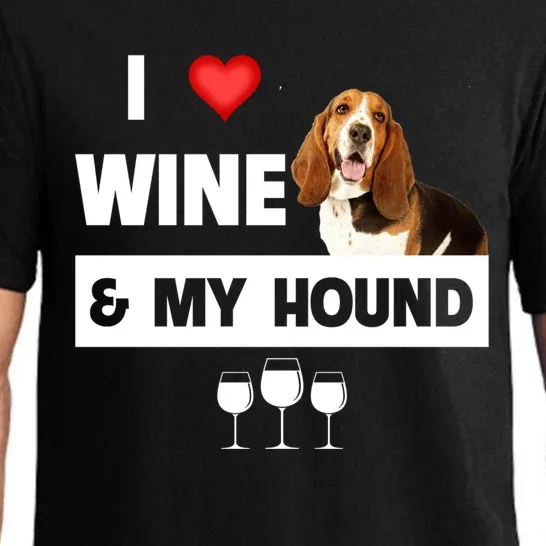 I Love Wine And My Bassett Hound Mom Dad Ing Hunting Gift Pajama Set