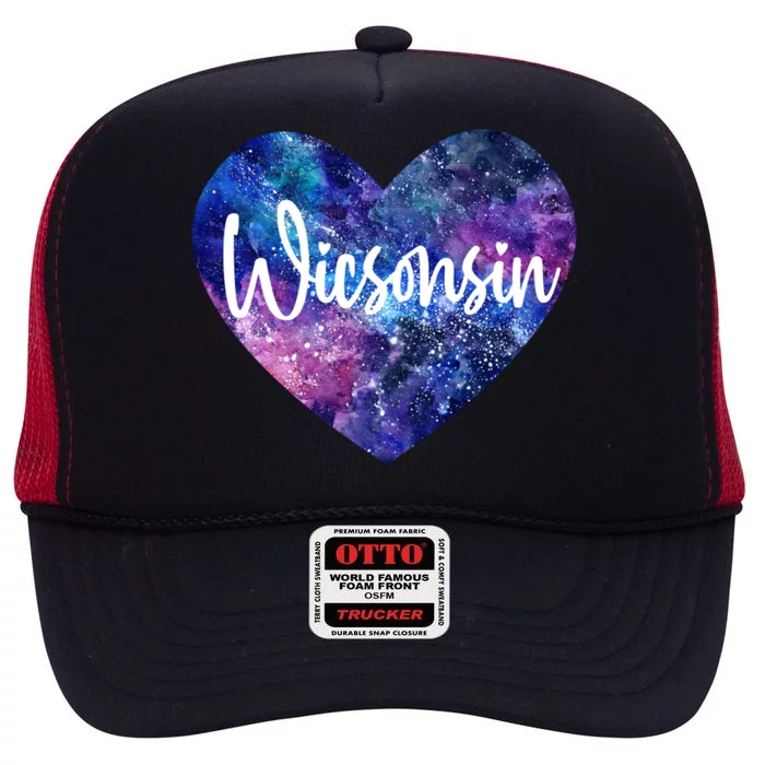 I Love Wisconsin Usa Great Gift High Crown Mesh Trucker Hat