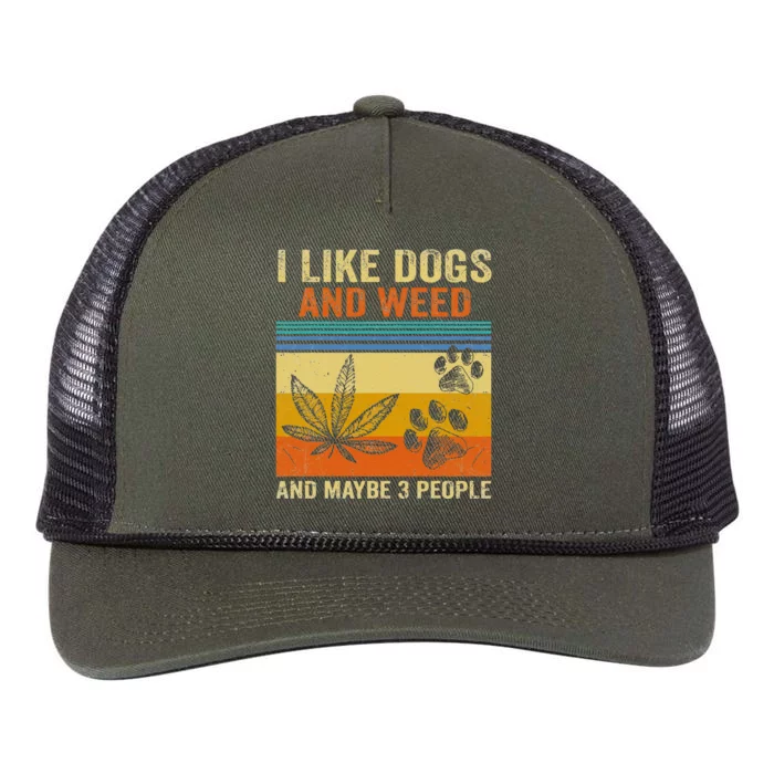 I Like Weed My Dog And Maybe 3 People Retro Rope Trucker Hat Cap