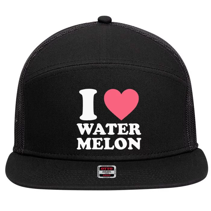 I Love Watermelon I Heart Watermelon Funny Fruit Lover 7 Panel Mesh Trucker Snapback Hat