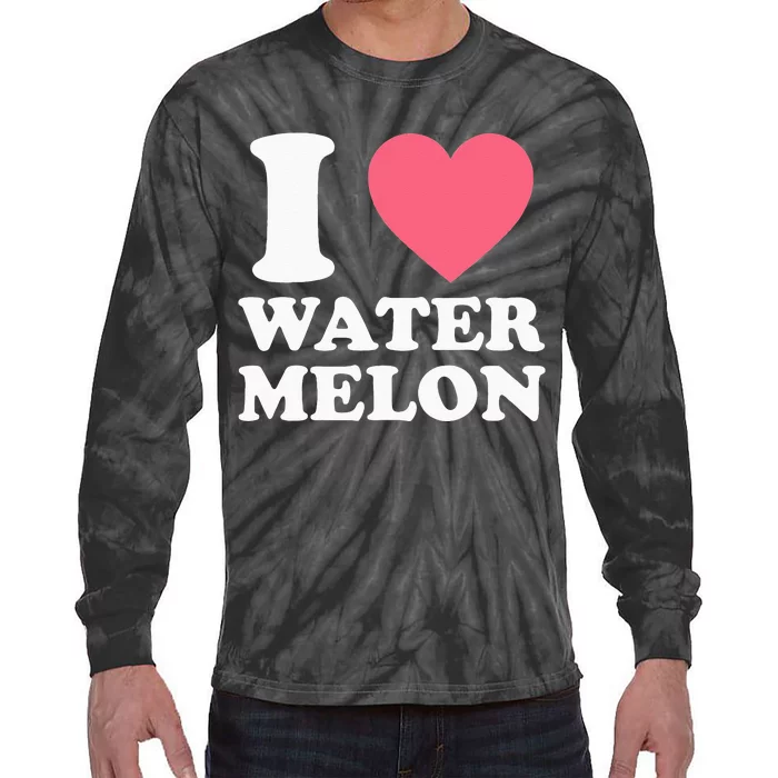 I Love Watermelon I Heart Watermelon Funny Fruit Lover Tie-Dye Long Sleeve Shirt