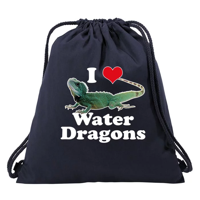 I Love Water Dragons With A Heart Cool Gift Drawstring Bag