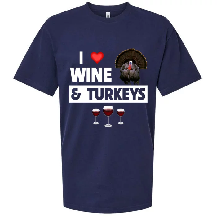 I Love Wine And Turkeys Bird Watching Ing Thanksgiving Gift Sueded Cloud Jersey T-Shirt