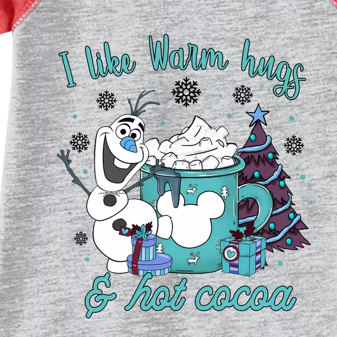 I Like Warm Hugs And Hot Cocoa Olaf Snowman Cute Christmas Infant Baby Jersey Bodysuit