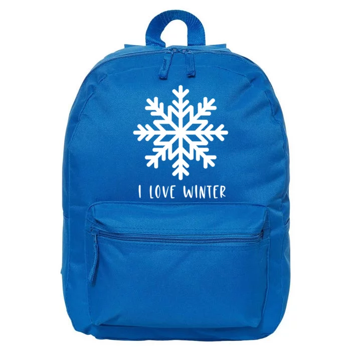 I Love Winter Cute Snow And Snowflake Winter Sports Gift 16 in Basic Backpack